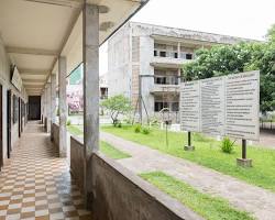 The exterior of a building at Tuol Sleng, formerly a school.