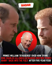 King Charles III taking steps to welcome Prince Harry back into the royal  fold after five years of estrangement from his family has caused tension  between future king Prince William and his