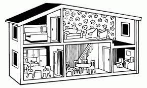 Colored inspirational images of each room in the house; Paper Doll House Coloring Pages Novocom Top