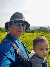 Walked with Gio, 5km uphill to visit Great Grandpa, Lolo Maning ❤️ we miss  you Dad 🙏 #uphillwalking #kangaroowalk #grandfatherhood #greatgrandpa  #happybabyhappypapi