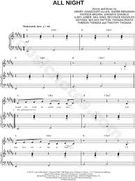 Beyonce All Night Sheet Music In G Minor Transposable Download Print Beyonce Music Sheet Music Piano Sheet Music