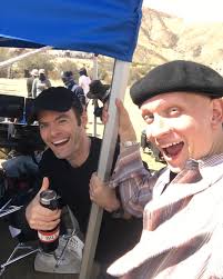 ThrowbackThursday here's a pre pandemic photo of me and Bill holding it  down during BARRY season 2 (Not a figure of speech we were actually holding  this tent down in a windstorm)