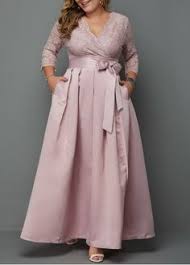 Plus Size Dusty Pink Lace Bodice Evening Maxi Dress V Neck Plus Size Lace Panel Dress Plus Size Maxi Dresses Lace Panel Dress Plus Size Lace Dress