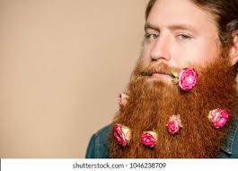 Ein bärtiger Mann mit verziertem Bart Stockfoto 1046238709