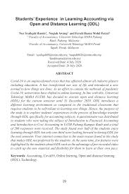 25th jan 2019, friday time: Pdf Students Experience In Learning Accounting Via Open And Distance Learning Odl