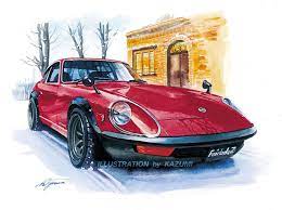 冬のフェアレディ240z 車 絵 車の絵 車 イラスト
