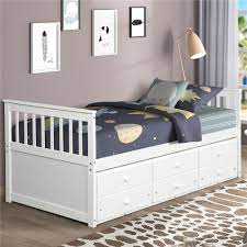 Check spelling or type a new query. White Twin Bed Frame With Drawers Kids Captain S Bed With Trundle Bed Heavy Duty Modern Twin Size Storage Bed Frame With Wood Mattress Support Slat Solid Twin Platform Bed For Kids Boys