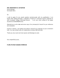 I am a computer science graduate of the university of the philippines, diliman, quezon city. Application Letter