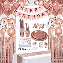Check spelling or type a new query. Buy Rose Gold Birthday Party Decorations Rose Gold Party Decorations Set For Girls Or Women Happy Birthday Banner Curtains Table Runner Balloons Plates Cups Tissue For 24 Guest By Jsn Party Online