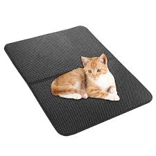 Vankcp Cat Litter Mat Large Holes Puppy Urine Pad Waterproof Layer Nonslip Flexible Eva Middle Open Scatter Control Black Puppy Urine Cat Litter Mat Litter Mat