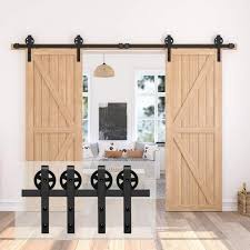 Enjoy free shipping on most stuff, even big stuff. Winsoon 4 18ft Sliding Barn Door Hardware Double Doors Track Kit Black Wheel Style