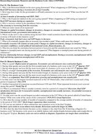 Business Cycle Worksheet Answers Promotiontablecovers