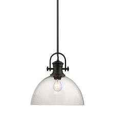 Golden Lighting Hines 1 Light Black And Seeded Glass Pendant 3118 L Blk Sd The Home Depot