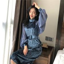 ファッションシフォン切り替え無地気質よい無地カジュアルワンピース thời trang quần ao thời trang nữ