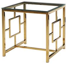 Gold glass living room table. Gold Stainless Steel Living Room Glass End Table Contemporary Side Tables And End Tables By Homesquare Houzz