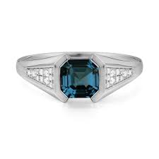 Asscher Cut London Blue Topaz Bezel Ring | LUO