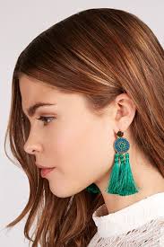 Austen Beaded Three Tassel Earrings Green JOY sellers