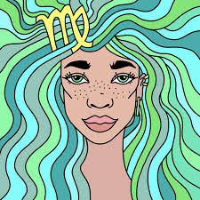 Retrato De Niña Capricornio Con Cabello Ondulado. Signo Del Zodiaco.  Ilustración Vectorial Ilustraciones svg, vectoriales, clip art vectorizado  libre de derechos. Image 165623588
