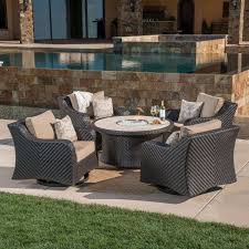 The Valencia 5 Piece Swivel Chat Set With Fire Table By Mission Hills Will Give A Relaxed Mood To Your Outdoor Furniture Sets Fire Table Outdoor Living Space