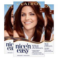 Amazon Com Clairol Nice N Easy Permanent Hair Color 4r Dark Auburn 3 Count Beauty