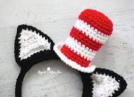 Crochet Cat In The Hat Headband Repeat Crafter Me Crochet Hats Crochet Headband Crochet Cat Hat