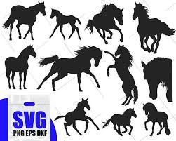 Download Animal Silhouettes Png Horse Svg Silhouettes Eps Running Horses Svg Collection Dxf Horses Vector Clipart Digital Download Svg Kits Craft Supplies Tools Deshpandefoundationindia Org