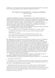 Pdf Free Speech And Hate Speech Language And Rights