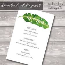 Green Banana Leaf Menu Template Download Edit Customize Etsy Banana Leaf Menu Menu Template Digital Menu