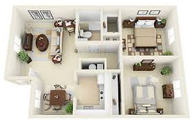 2 1 3d Floor Plan 2 Bedroom House Design Bedroom House Plans Small House Plans
