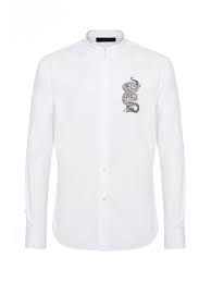 Best cuban collar shirts for men. Snake And Flower Embroidery Mandarin Collar Shirt