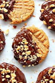 Chocolate Dipped Peanut Butter Cookies Recipe Flourless Cookies Made With 3 Ing Peanut Butter Cookie Recipe Flourless Peanut Butter Cookies Flourless Cookies