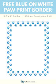 Black And White Paw Print Border Blue On White Paw Print Page Border In 2020 Paw Print Printed Pages Printable Border