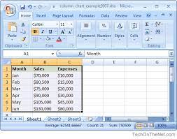 Ms Excel 2007: How To Create A Column Chart
