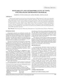 Pdf Wettability And Hydrophillicity Of Polyvinylsiloxane Impression Material
