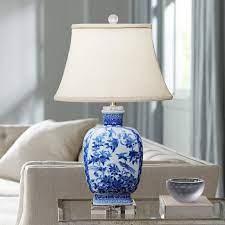 Shiyan Blue And White Porcelain Table Lamp 32x05 Lamps Plus In 2021 Chinoiserie Lamps Green Table Lamp White Table Lamp