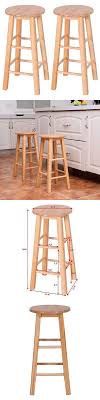Bar Stools 153928 Set Of 2 Round 24 Bar Stools Wood Bistro Dining Kitchen Pub Chair Furniture New Buy It Now Only 39 Stools For Sale Pub Chairs Furniture