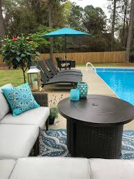 Farmhouse Potting Bench Outdoor Entertaining Refresh Restyle Pool Patio Furniture Poolside Decor Pool Patio