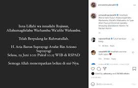 Mawarsari menyampaikan bahwa baron yang juga mantan personil grup band gigi itu meninggal dunia di rspad jakarta pukul 10.15 wib. 7qa Gxlra3 Cdm