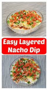 Easy Layered Nacho Dip Recipe - Super Bowl Food Ideas - The Exploring Family Recipe Nacho Dip Layered Nacho Dip Healthy Superbowl Snacks