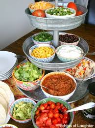 Prepare and assemble black beans, omitting green onions. Mexican Salad Taco Bar Perfect For Families Echoes Of Laughter Taco Bar Taco Bar Party Taco Party