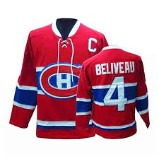 Un chandail bleu et blanc des maple leafs de toronto. Canadiens De Montreal Replique Chandail Jean Beliveau 4 Rouge Hockey Repliques Adultes