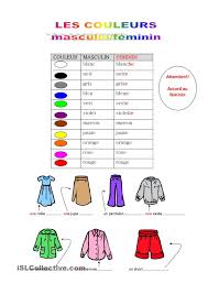 Adjectifs De Couleurs Les Adjectifs De Couleur Adjectifs Enseignement Du Francais