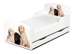 Matratzen alle kategorien alexa skills amazon geräte amazon global store amazon warehouse apps & spiele audible hörbücher auto & motorrad baby baumarkt. Weiss Einzelbett Aus Holz Schone Hunde Kinderbett Mit Schubladen Und Matratze Lattenrost 140 70 Cm Leomark De