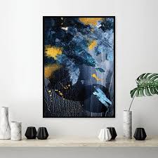 Downloadable Navy Blue And Gold Abstract Printable Wall Art Etsy Printable Wall Art Etsy Blue Art Abstract