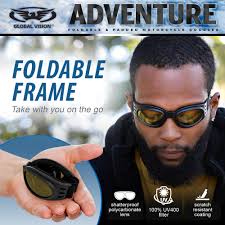 Global Vision Adventure Folding Motorcycle Goggles Black Frames with Yellow  Lens : Amazon.in: Car & Motorbike