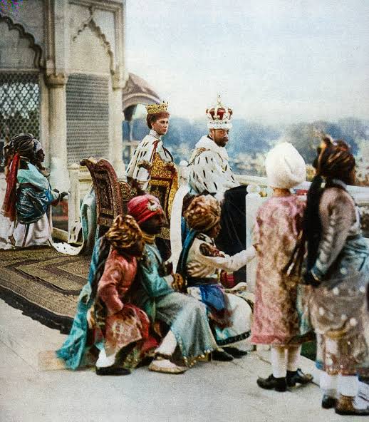 1911. king george and queen mary in delhi, india. neural colorized : r/OldSchoolCool
