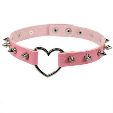 Heart Shaped Chokerpink In 2021 Heart Choker Leather Chocker Chokers