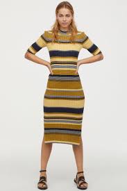 Black And Yellow Striped Dress Ribbed Dress Yellow Striped Ladies H M Us 1 Online Shopping Clothes Women Ribbed Dresses Fashion Clothes Women
