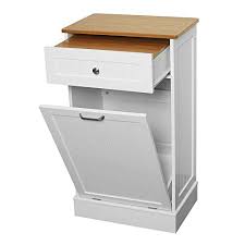 A dirty garbage can is unsightly and smelly. Buy Eclife Kitchen Trash Cabinet Tilt Out Free Standing Recycling Cabinet Trash Can Holder W Drawer Removable Bamboo Cutting Board White Online In Indonesia B0865tmrcw