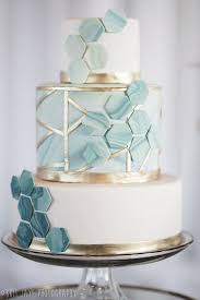 Find 13 modern wedding cake ideas that are anything but traditional. Modern Shades Of Blue And Metallic Gold Wedding Cake Oh Best Day Ever